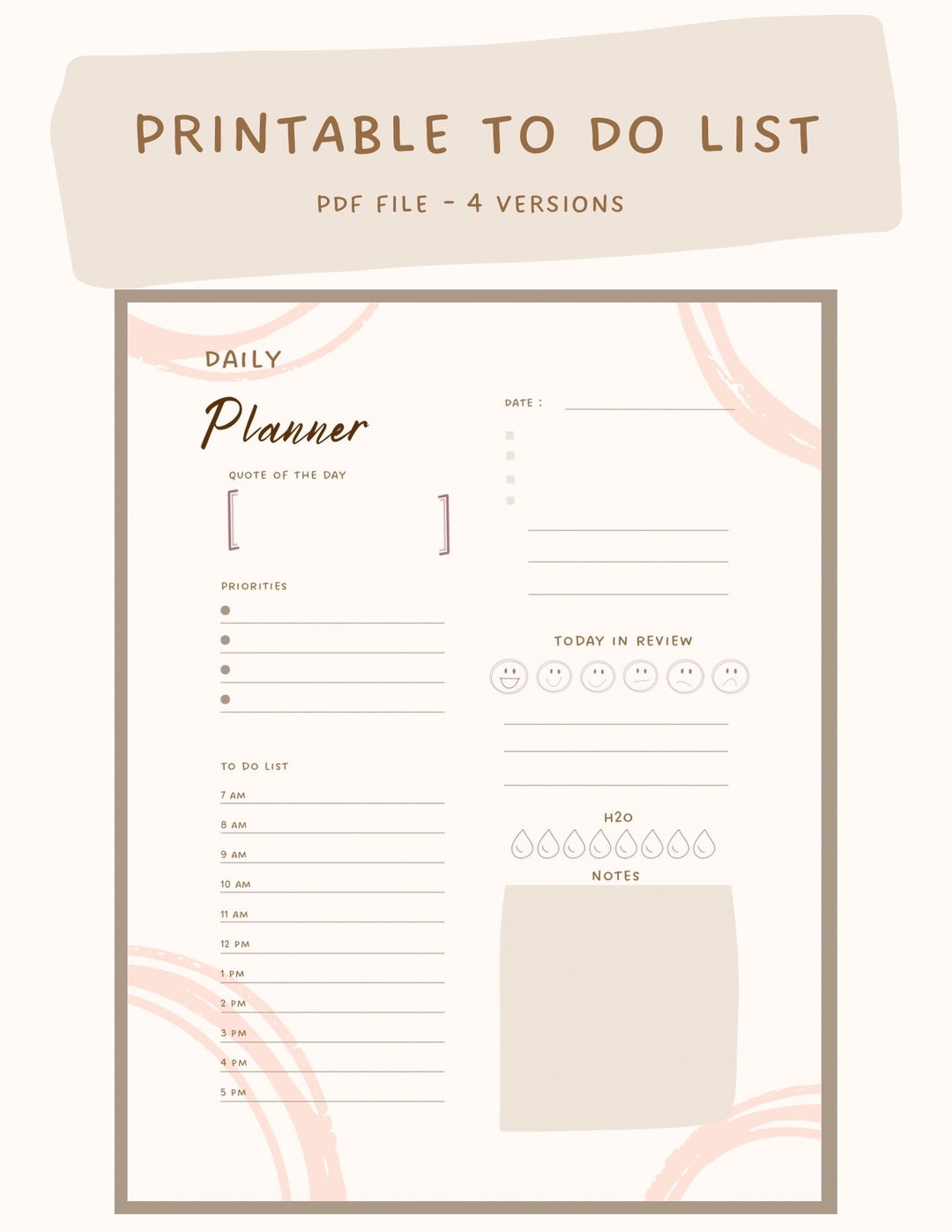 Printable Daily Digital Planner (BUNDLE), Daily to Do List, Instant ...
