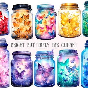 Aquarell heller Schmetterling Glas Clipart Magie Fantasy Glas PNG digitales Bild Downloads für die Kartenherstellung Scrapbook Junk Journal Papierhandwerk