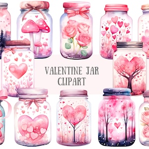 Aquarel Valentijn pot clipart romantische pot met harten PNG digitale afbeeldingsdownloads voor kaarten maken Plakboek Junk Journal Paper Crafts