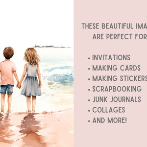 Watercolour Beach Days Clipart Seaside Seashore Digital Paper JPG Digital Image Downloads for Card Making Scrapbook Junk Journal Paper Craft image 6