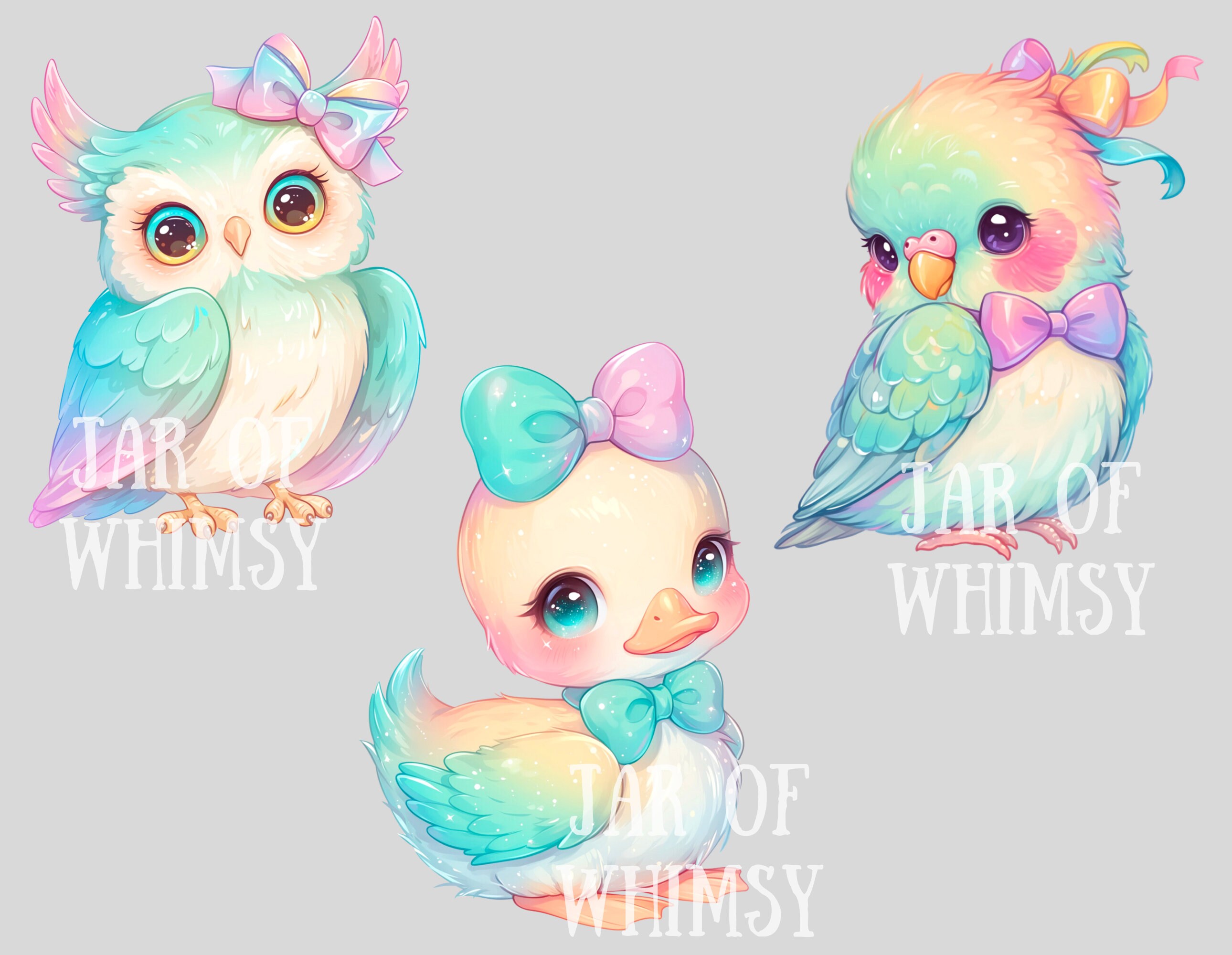 Watercolour Pastel Rainbow Animal Clipart Kawaii Animals PNG Digital ...