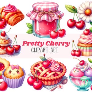 Aquarelle jolie cerise Clipart cerises sucrées PNG Image numérique à télécharger pour la fabrication de cartes Scrapbook Junk Journal travaux manuels en papier