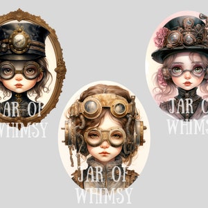 Watercolour Whimsical Steampunk Girl Clipart Gothic Fashion PNG Digital Image Downloads for Card Making Scrapbook Junk Journal Paper Craft image 8