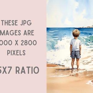 Watercolour Beach Days Clipart Seaside Seashore Digital Paper JPG Digital Image Downloads for Card Making Scrapbook Junk Journal Paper Craft image 5