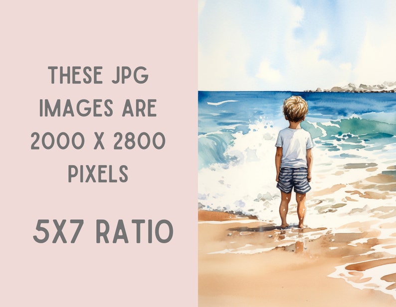 Watercolour Beach Days Clipart Seaside Seashore Digital Paper JPG Digital Image Downloads for Card Making Scrapbook Junk Journal Paper Craft image 5