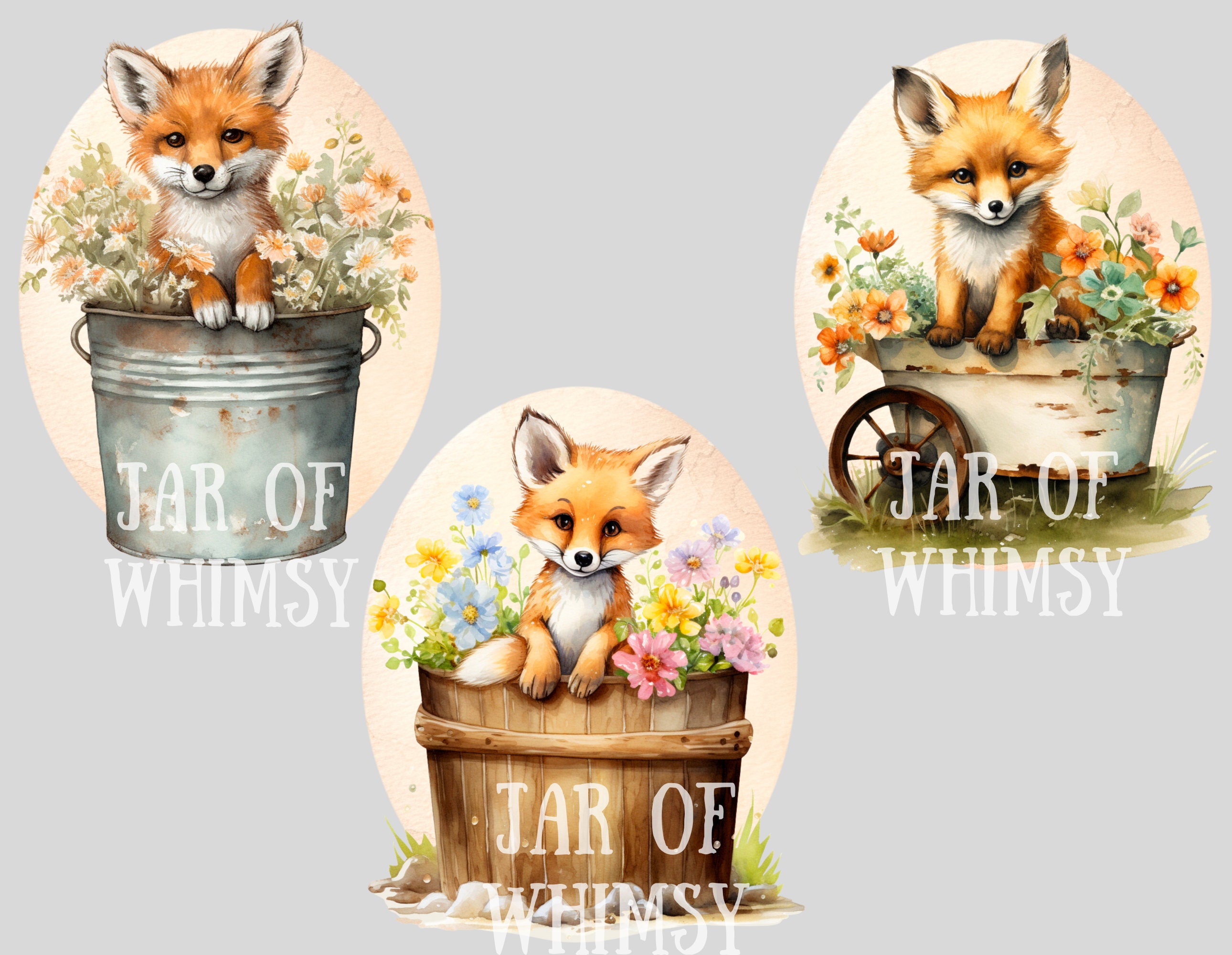 Rustic Fox Image Watercolour Rustic Fox Clipart Vintage Storybook Foxes PNG Digital ...