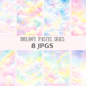 Aquarell verträumte Pastell Himmel Clipart Pastell Galaxy JPG Digitalbild Downloads für die Kartenherstellung Scrapbook Junk Journal Papierhandwerk