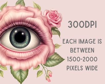Watercolour Creepy Eye Flower Clipart Halloween Eyeball PNG
