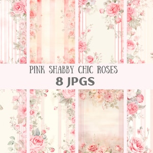 Papel digital con acuarela rosa Shabby Chic, imágenes prediseñadas, imágenes digitales JPG, descargas para hacer tarjetas, álbumes de recortes, diarios basura, manualidades con papel