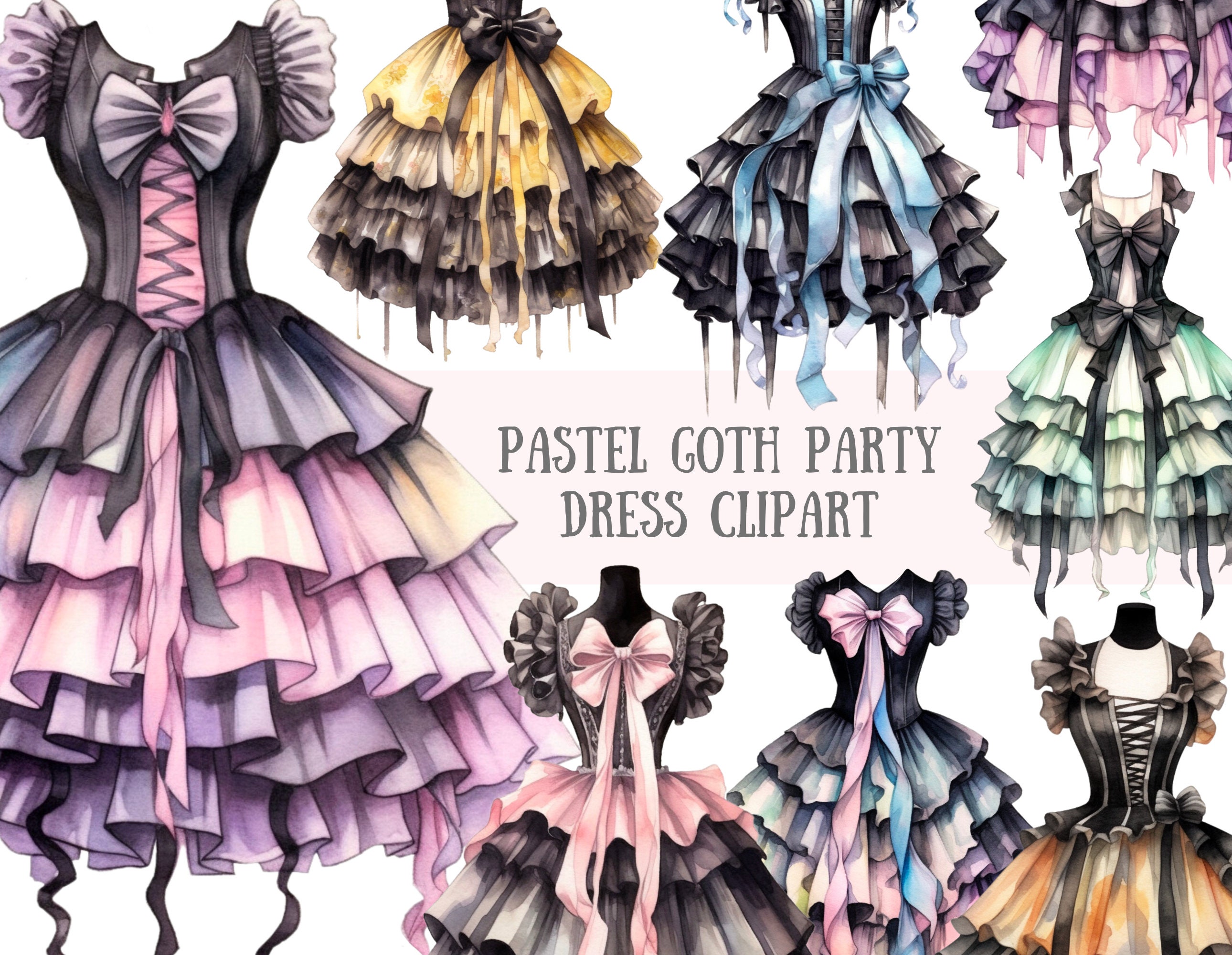 Acuarela Pastel Goth Party Dress Clipart Lolita Moda PNG Descargas de  imágenes digitales para hacer tarjetas Scrapbook Junk Journal Paper Crafts  - Etsy México, image size:2580x2000