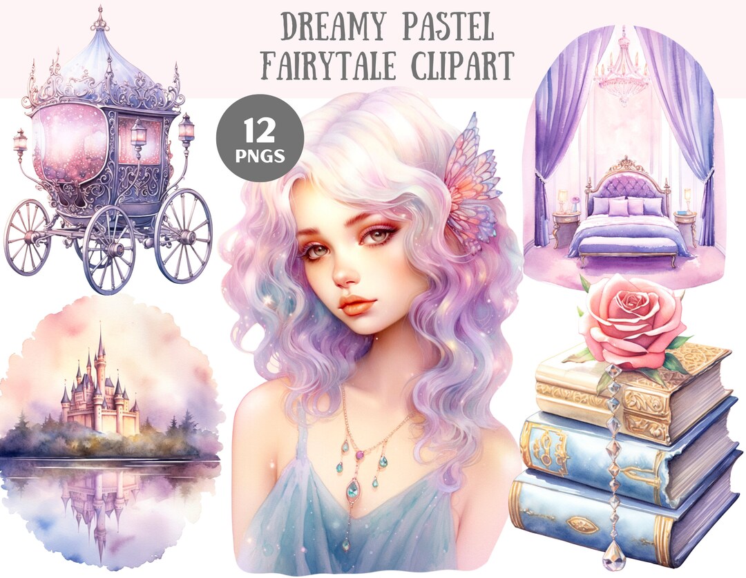 Watercolour Dreamy Pastel Fairytale Clipart Fantasy PNG Digital Image ...
