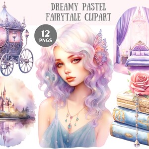 Watercolour Dreamy Pastel Fairytale Clipart Fantasy PNG Digital Image Downloads for Card Making Scrapbook Junk Journal Paper Crafts