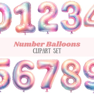 Aquarell Rosa Zahl Ballon Clipart Pastell Folienballon PNG Digitalbild Download für Kartenherstellung Scrapbook Junk Journal Papierhandwerk