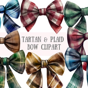 Clipart aquarel tartan en geruite strikken - Check Bow PNG digitale afbeeldingsdownloads voor kaarten maken, plakboek, ongewenste dagboek, papierkunst