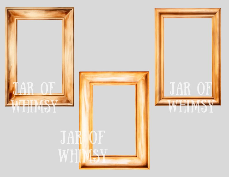 May include: Three wooden picture frames with a light brown finish. The frames are empty and ready to be filled with photos or artwork. The frames are all the same size and shape, and they have a simple, classic design.