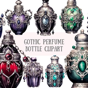 Bottiglia di profumo gotico dell'acquerello Clipart Halloween Fantasy PNG Download di immagini digitali per la creazione di cartoline Scrapbook Junk Journal Crafts