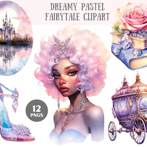 Watercolour Dreamy Pastel Fairytale Clipart Fantasy PNG Digital Image Downloads for Card Making Scrapbook Junk Journal Paper Crafts