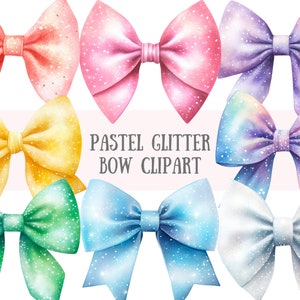 Fiocco glitter pastello acquerello Clipart Fiocco scintillante PNG Download di immagini digitali per la realizzazione di cartoline Scrapbook Junk Journal Paper Crafts