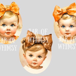 Akvarell Vintage Baby Girl Clipart Baby Shower PNG Digitala Bildnedladdningar för Korttillverkning Scrapbook Junk Journal Papperspyssel bild 8