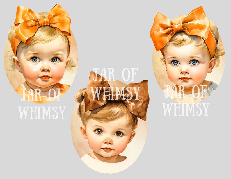 Akvarell Vintage Baby Girl Clipart Baby Shower PNG Digitala Bildnedladdningar för Korttillverkning Scrapbook Junk Journal Papperspyssel bild 8