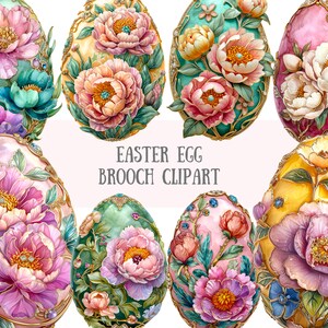 Aquarel paasei broche clipart bloemen paasbroche png digitale afbeelding downloads voor kaarten maken plakboek ongewenste dagboek papier ambachten