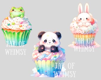 水彩画のかわいいカップケーキのクリップアート かわいい