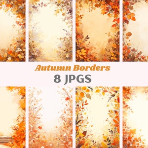 Aquarell Herbst Border Clipart Herbst Garten JPG Digitales Bild Downloads für die Kartenherstellung Scrapbook Junk Journal Papierhandwerk