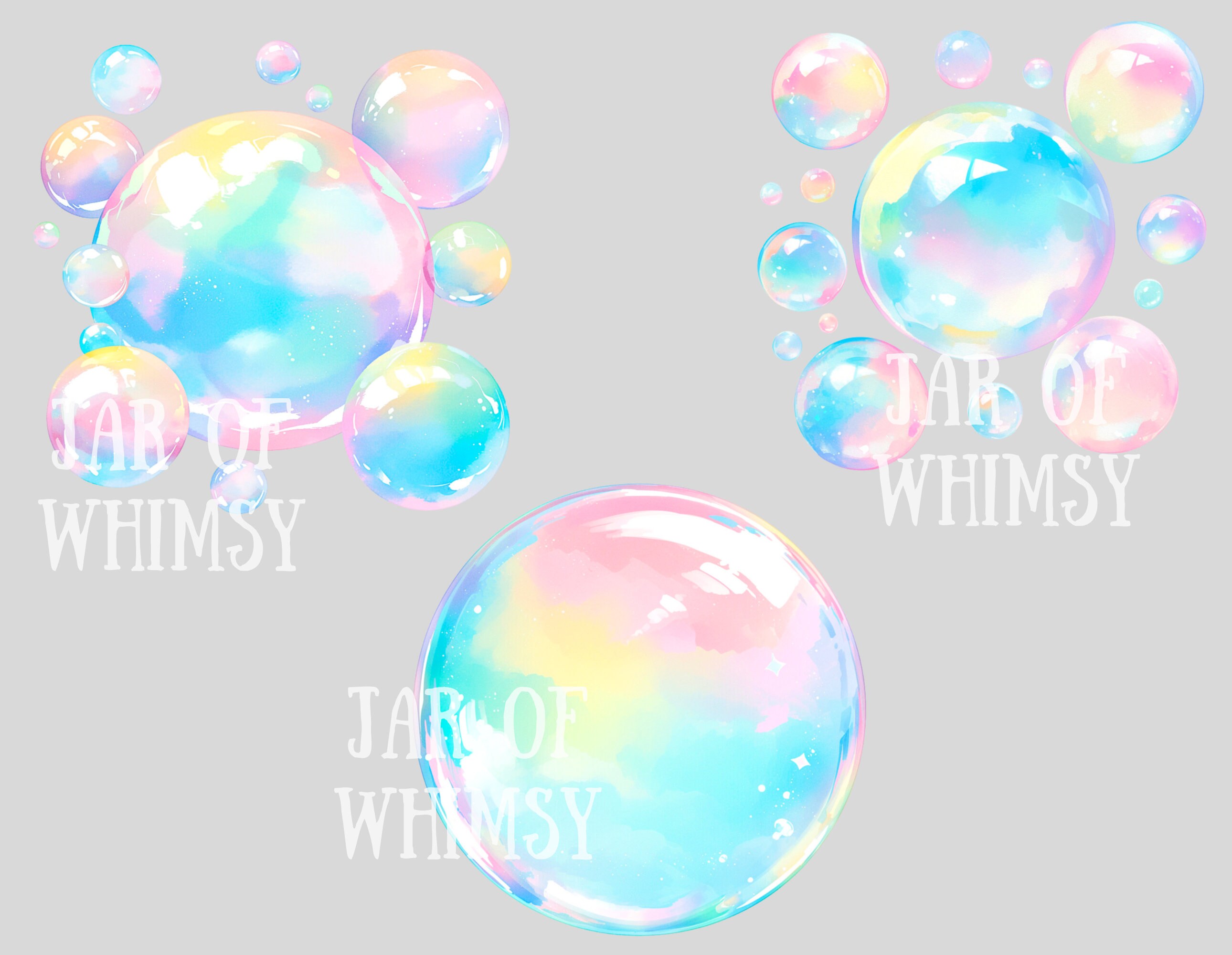 Watercolour Rainbow Bubble Clipart Iridescent Bubbles PNG Digital Image ...