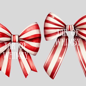 May include: Two red and white striped bows with the text "JAR OF WHIMSY" in the center.