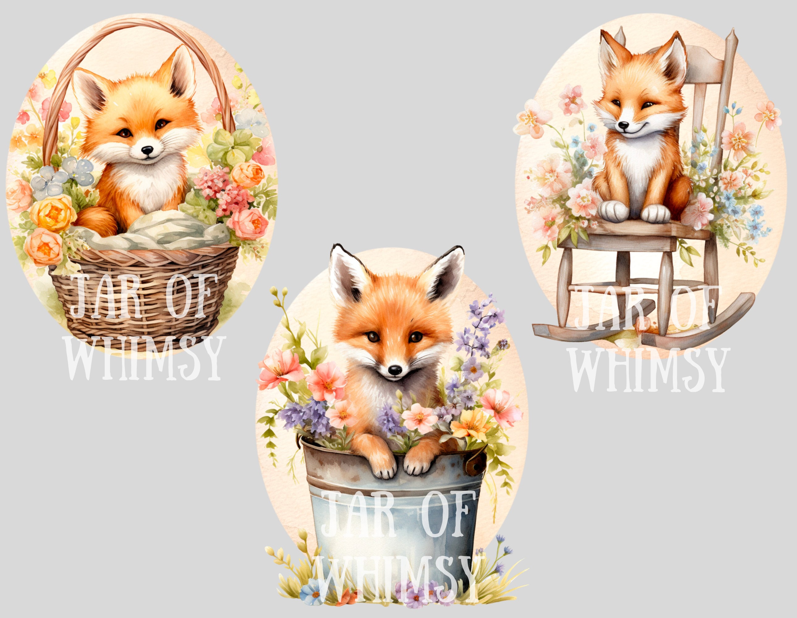 Rustic Fox Image Watercolour Rustic Fox Clipart Vintage Storybook Foxes PNG Digital ...