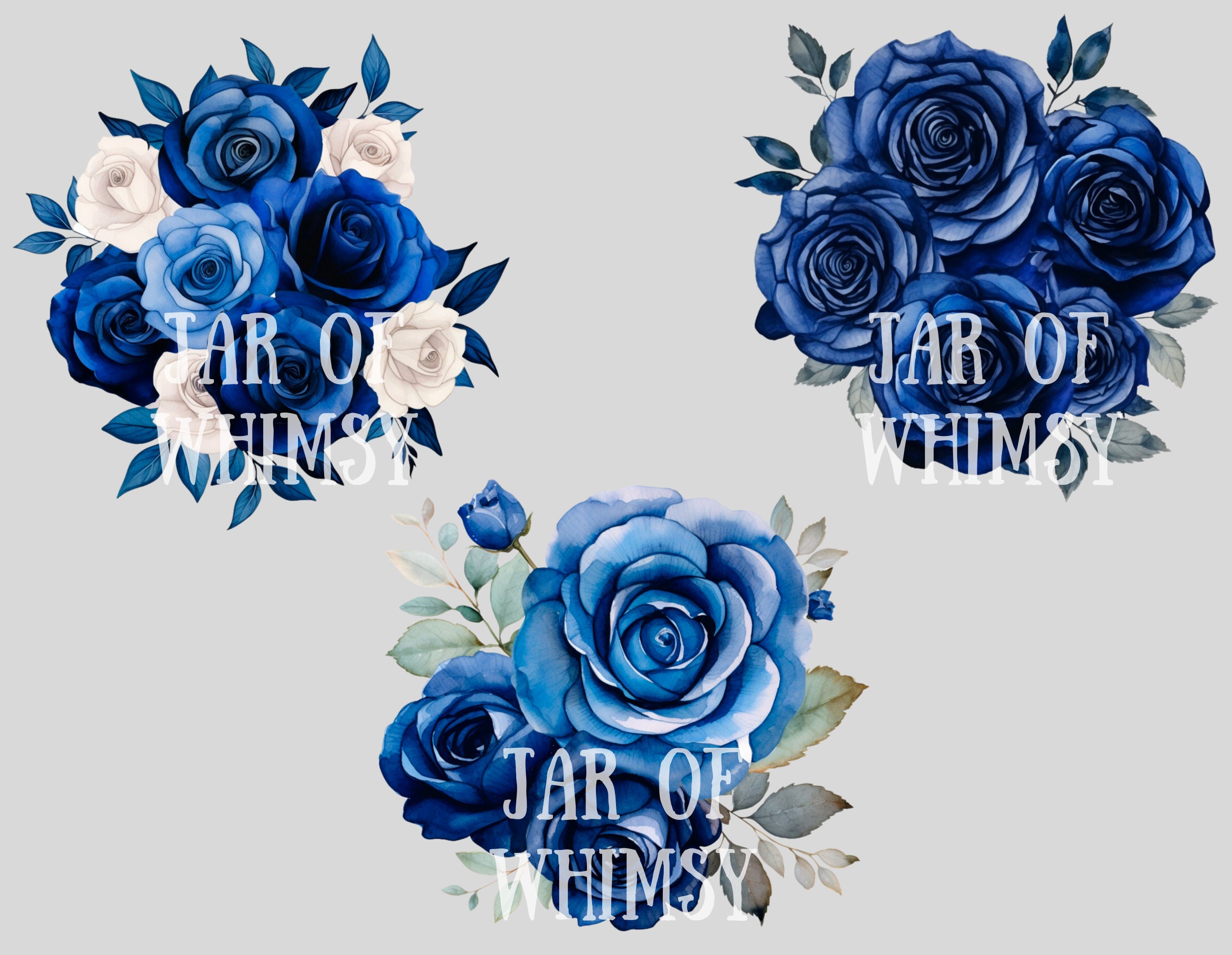 Watercolour Dark Blue Rose Clipart Navy Blue Flower Graphics PNG