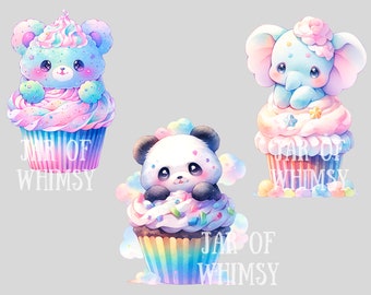 水彩画のかわいいカップケーキのクリップアート かわいい