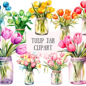 Aquarel tulp pot clipart lente tulp bloem graphics png digitale afbeelding downloads voor kaarten maken plakboek junk dagboek papier ambachten