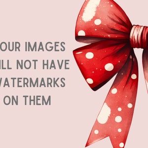 May include: A red bow with white polka dots. The bow is tied in a knot and the ends are flowing. The background is a light pink.