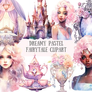 Watercolour Dreamy Pastel Fairytale Clipart Fantasy PNG Digital Image Downloads for Card Making Scrapbook Junk Journal Paper Crafts