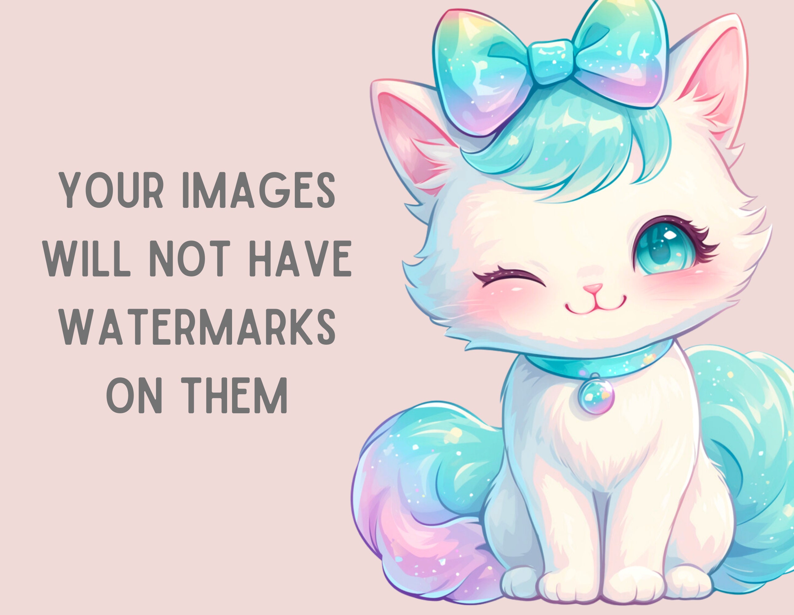 Watercolour Pastel Rainbow Animal Clipart Kawaii Animals PNG Digital ...
