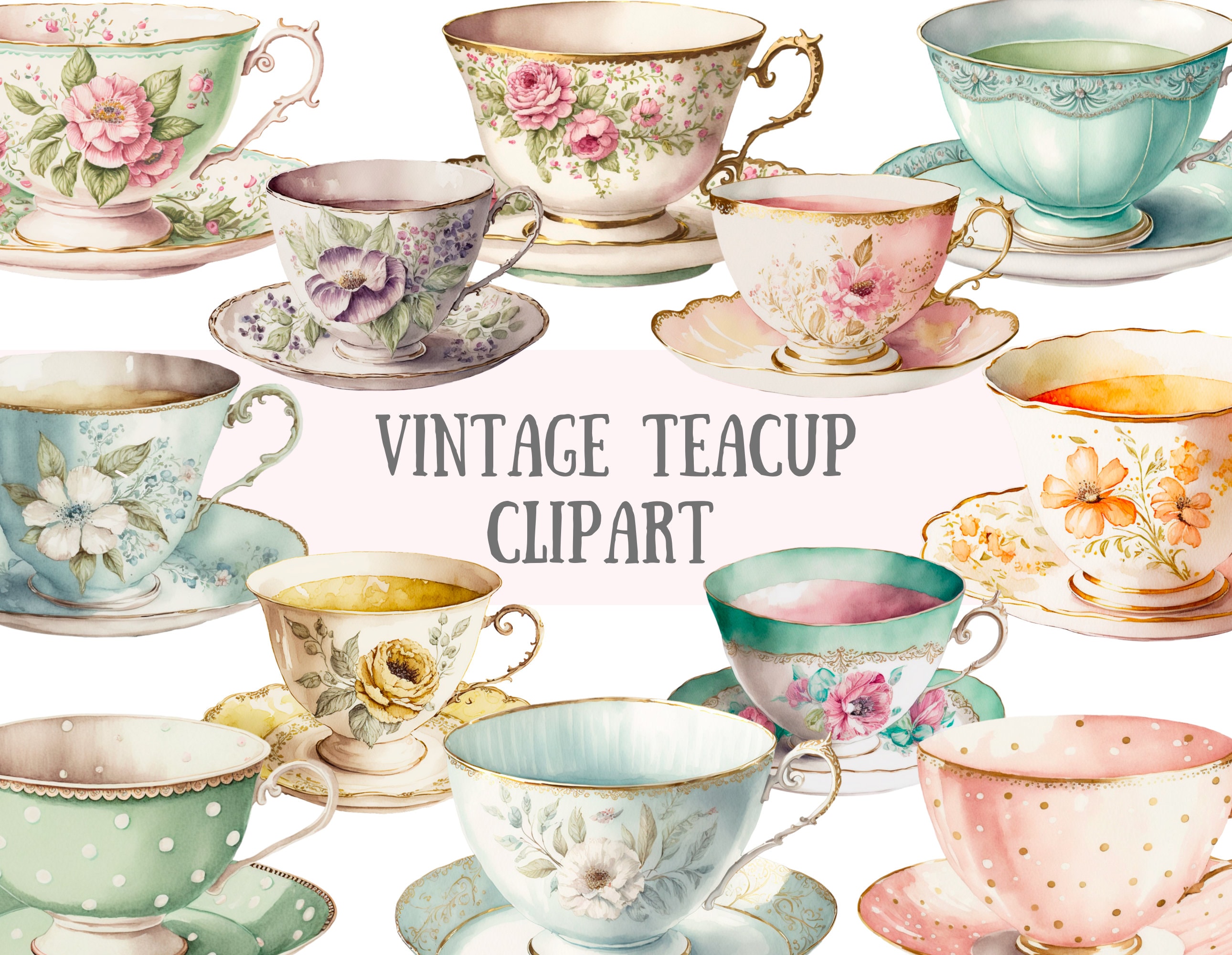 Watercolour Vintage Teacup Clipart Antique Tea Time PNG Digital Image  Downloads for Card Making, Scrapbook, Junk Journal, Paper Crafts - Etsy
