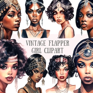 Watercolour Vintage Flapper Girl Clipart 1920s PNG Digital Image Downloads for Card Making Scrapbook Junk Journal Paper Crafts