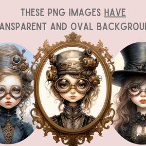 Watercolour Whimsical Steampunk Girl Clipart Gothic Fashion PNG Digital Image Downloads for Card Making Scrapbook Junk Journal Paper Craft image 5