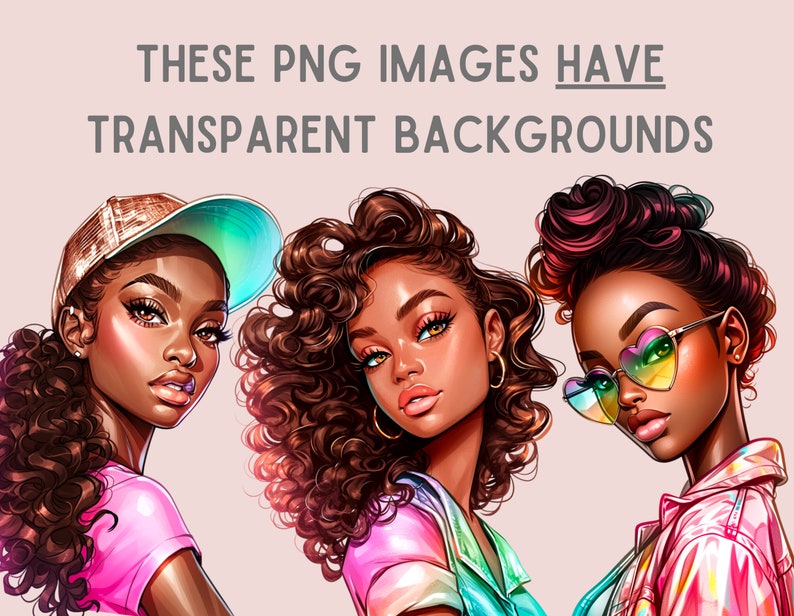 Watercolour Rainbow Glam Girl Clipart Makeup Fashion Girls PNG Digital ...