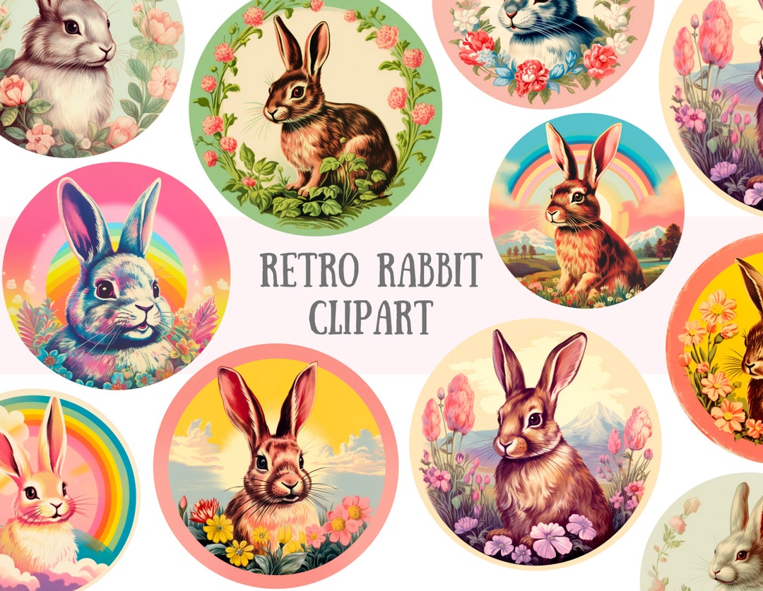 Watercolour Retro Rabbit Clipart Vintage Easter Illustration PNG ...