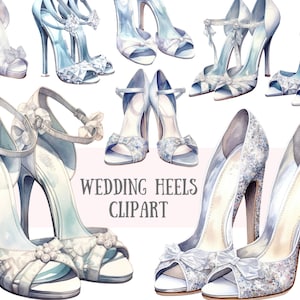 Aquarela Saltos De Casamento Clipart Sapatos De Noiva Downloads de imagens digitais PNG para fazer cartões Scrapbook Junk Journal Paper Crafts