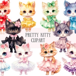 Aquarelle joli minou Clipart déguisement chat PNG image numérique à télécharger pour la fabrication de cartes scrapbooking journal indésirable papier artisanat