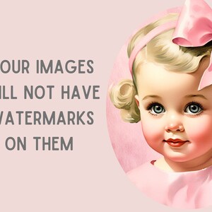 Akvarell Vintage Baby Girl Clipart Baby Shower PNG Digitala Bildnedladdningar för Korttillverkning Scrapbook Junk Journal Papperspyssel bild 4