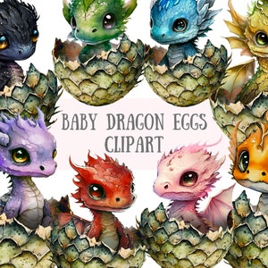 Watercolour Baby Dragon Eggs Clipart - Fantasy PNG Digital Image Downloads for Card Making, Scrapbook, Junk Journal, Paper Crafts