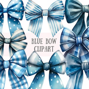 Aquarelle bleu noeuds Clipart - noeud Vichy bleu denim PNG téléchargements d'images numériques pour la fabrication de cartes, scrapbooking, journal indésirable, travaux manuels en papier