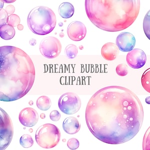 Aquarela Dreamy Bubble Clipart Bolhas iridescentes Downloads de imagens digitais PNG para fazer cartões Junk Journal Paper Crafts
