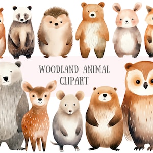Clipart animaux de la forêt aquarelle Boho renard cerf ours lapin PNG image numérique à télécharger pour la fabrication de cartes scrapbooking journal indésirable papier artisanat