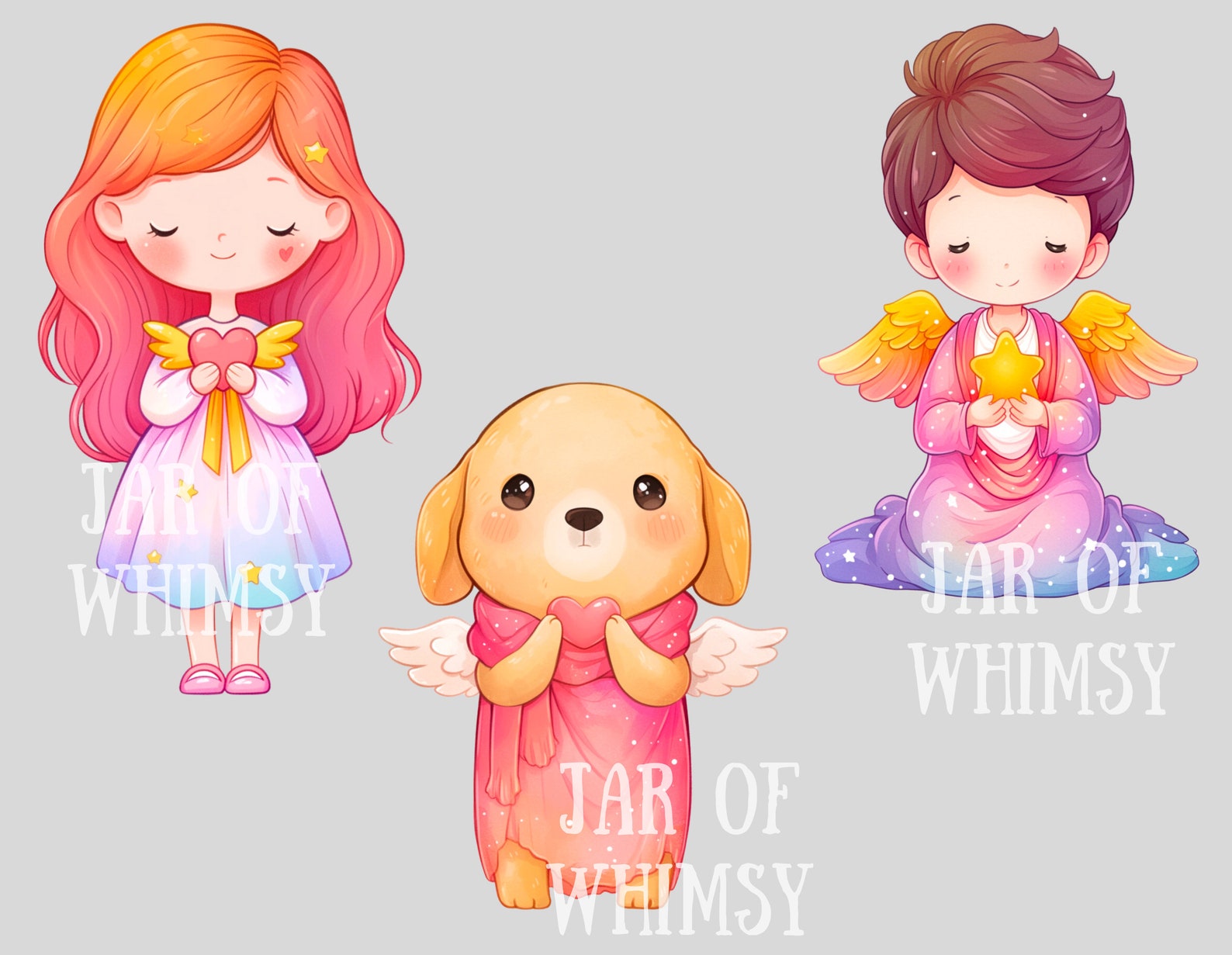 Watercolour Kawaii Angel Clipart Cute Chibi Cupid Girl PNG Digital ...