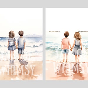 Watercolour Beach Days Clipart Seaside Seashore Digital Paper JPG Digital Image Downloads for Card Making Scrapbook Junk Journal Paper Craft image 9